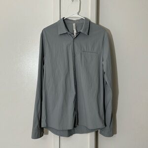 Lululemon Men Casual Collared Shirt Button Down Gray Long Sleeve Medium